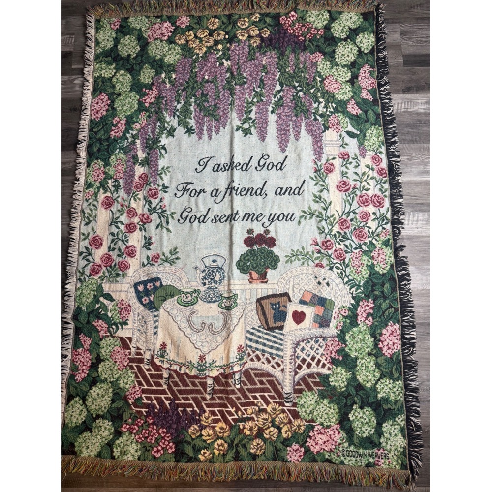 Goodwin Weavers I Asked God For A Friend Woven Tapestry Throw Blanket 46x68